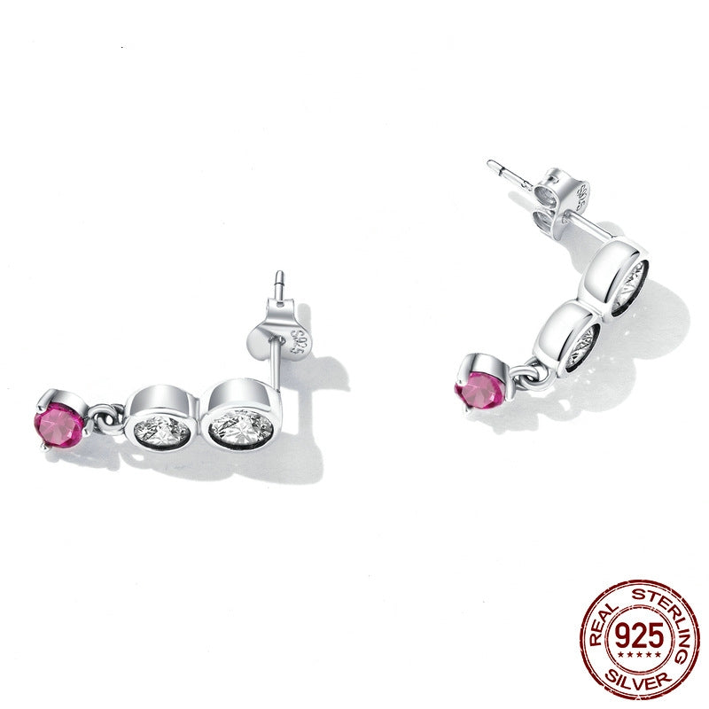 Sterling Silver S925 Simple Colorful Earrings Reem Style