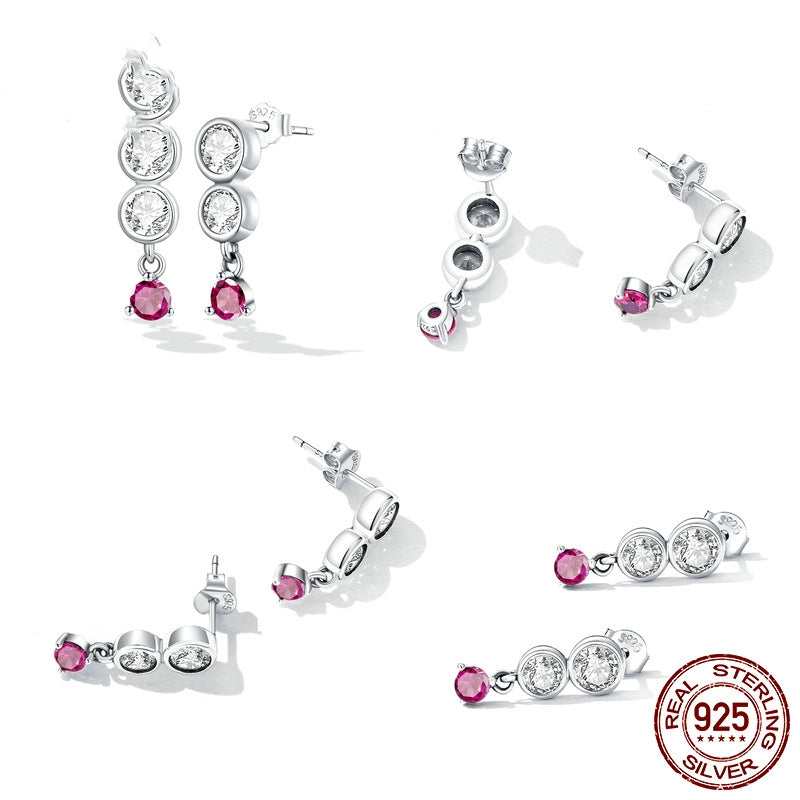 Sterling Silver S925 Simple Colorful Earrings Reem Style