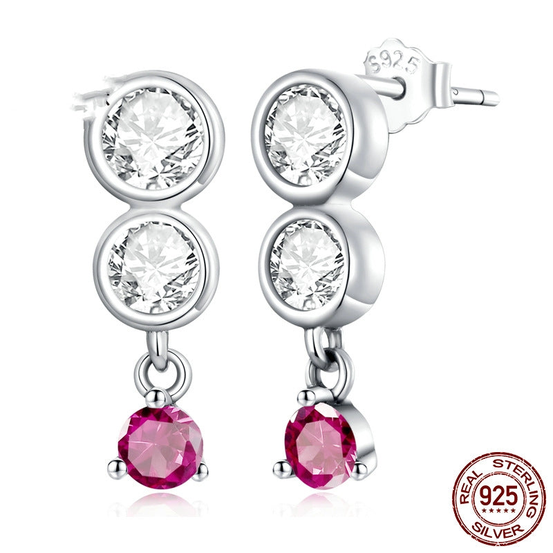 Sterling Silver S925 Simple Colorful Earrings Reem Style